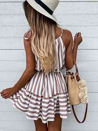 Літній сарафан на бретелях "Salma" оптом | Розпродаж моделі 42-44, Бежева смужка Київ