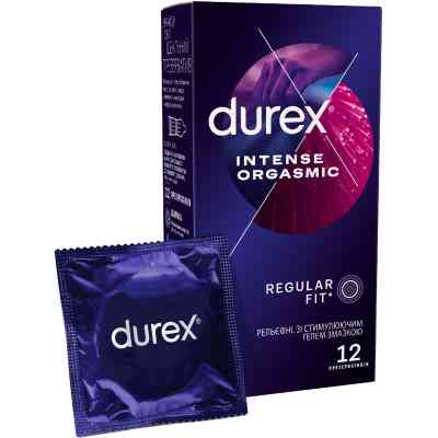 Презервативи Durex Intense Orgasmic рельєфні з стимулюючим гелем-змазкою 12 шт. (5052197056037) Вінниця