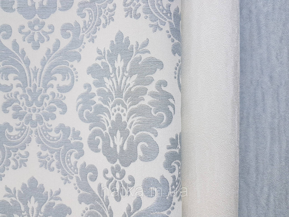 Шпалери вінілові на флізеліні Rasch Trianon Xlll 0.53х10 класика структурні вензелю завитки блакитні на білому Київ - фото 5