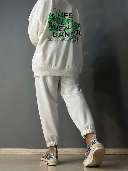 Костюм женский LSK 5258-5279 длинный свитшот и джоггеры на резинке белый, белый, XL Одесса - изображение 6