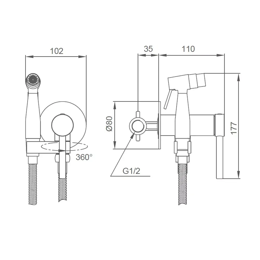 Гігієнічний душ прихованого монтажу GAPPO G7206-6 чорний Київ - фото 5