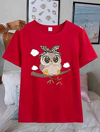 Футболка женская турецкий трикотаж 3D накат Красный Сова Харьков