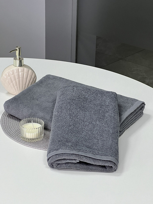 Рушник махровий Ideal Textile 50х90 см щільний з коротким ворсом 450 г/м2 Сірий Чернівці - фото 3