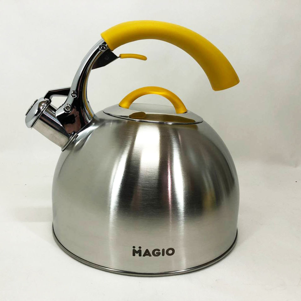 Чайник с утолщенным дном и прорезиненной ручкой Magio, Хороший чайник со свистком EU-46 Львов - изображение 5