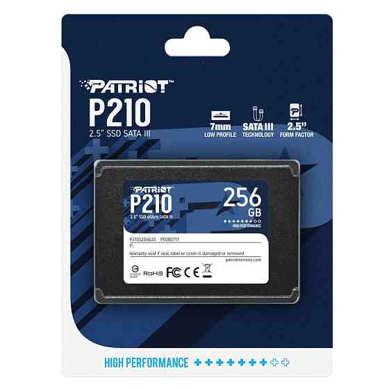 Накопичувач SSD Patriot P210 256GB 2.5" 7mm SATAIII 3D QLC Київ