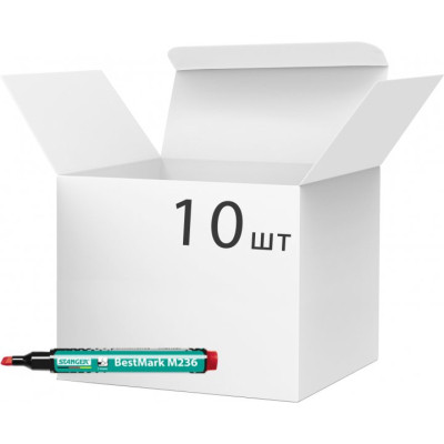 Маркер Stanger водостойкий, 1-4 мм, клин. наконечник красный 10 шт (MARKER-PER-STM236R10) Винница - изображение 1