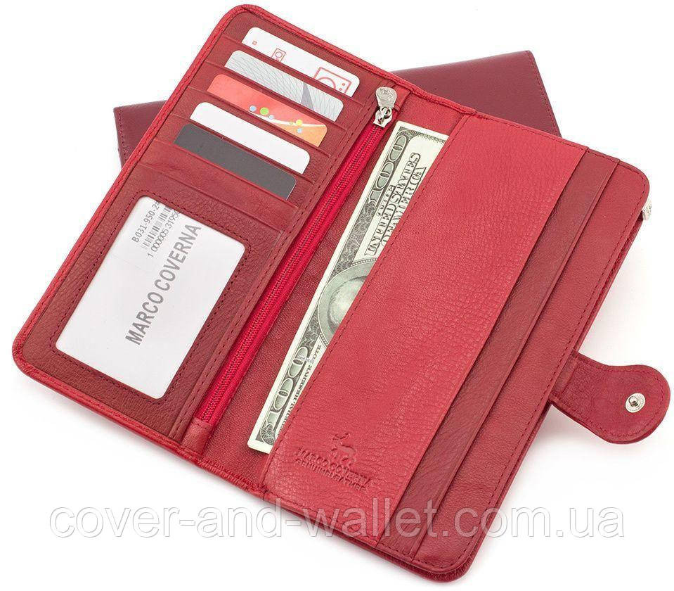 Женский тонкий кожаный кошелек красного цвета Marco Coverna 031-950 Киев - изображение 4