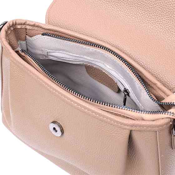 Жіноча сумка з фактурним клапаном з натуральної шкіри Vintage 22329 Пудрова Київ