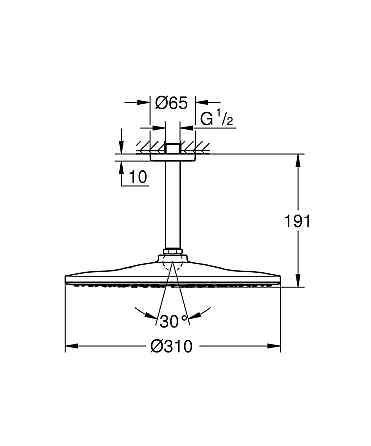 Верхній душ зі стельовим кронштейном Grohe Rainshower Mono   ( 26560000 ) 39455 Харьков