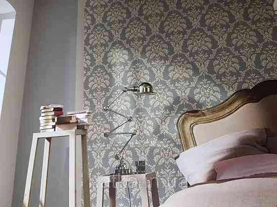 Обои виниловые на флизелине метровые Marburg Kingdom 31503 вензеля завитки молочные с золотом на сером фоне Киев