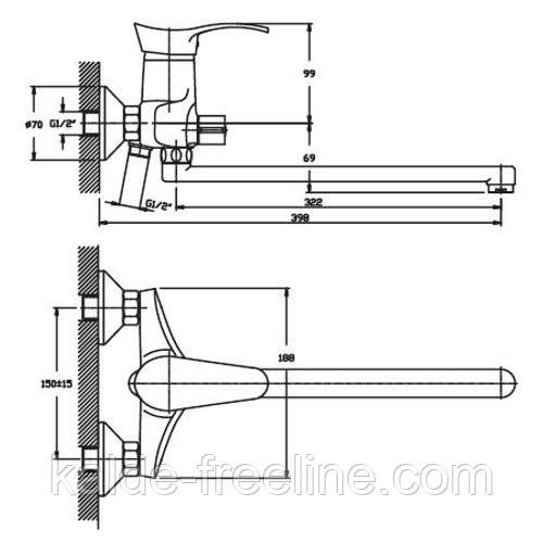 Смеситель для ванны Haiba Eris. Chr-006 euro Харьков - изображение 4