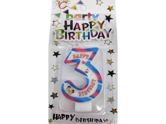 Свеча-цифра 3 Happy Birthday с топером арт.076 ТМ PRC Киев