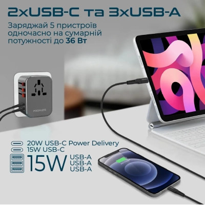 Зарядное устройство Promate tripmate-36w.black Винница - изображение 5