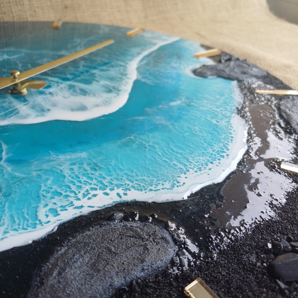 Годинник настінний 50 см з епоксидної смоли ручної роботи Дніпро - фото 7