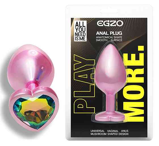 Анальна пробка з кристалом EGZO - Pink Perl Heart Plug Rainbow, size S Sex Aura Київ