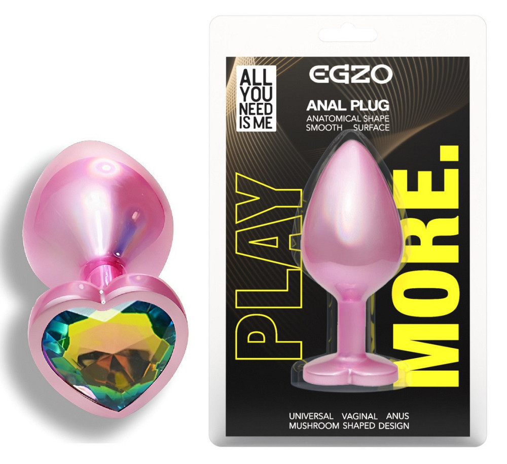Анальна пробка з кристалом EGZO - Pink Perl Heart Plug Rainbow, size S Sex Aura Київ - фото 1