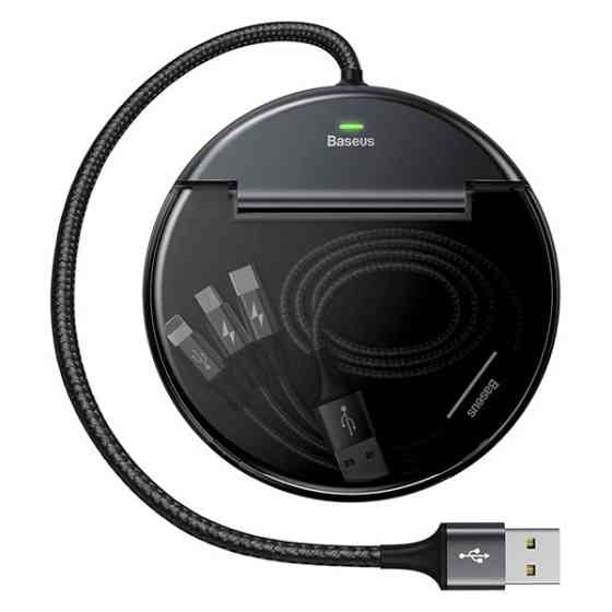 Зарядний кабель-хаб Baseus Car Sharing CAHUB-FX01 (Чорний, Type-C + 2 USB з кабелем Lightning/MicroUSB/Type-C) Миколаїв