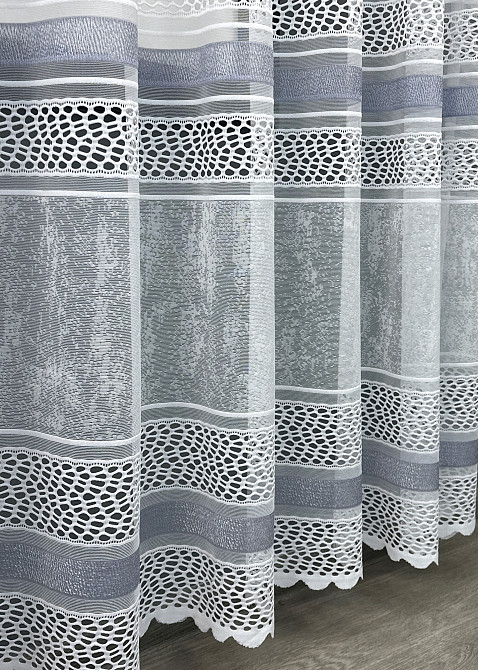 Короткий тюль VR-Textil 1938т Жаккард Белый с серым 300х200 см (42-0914) Киев - изображение 7
