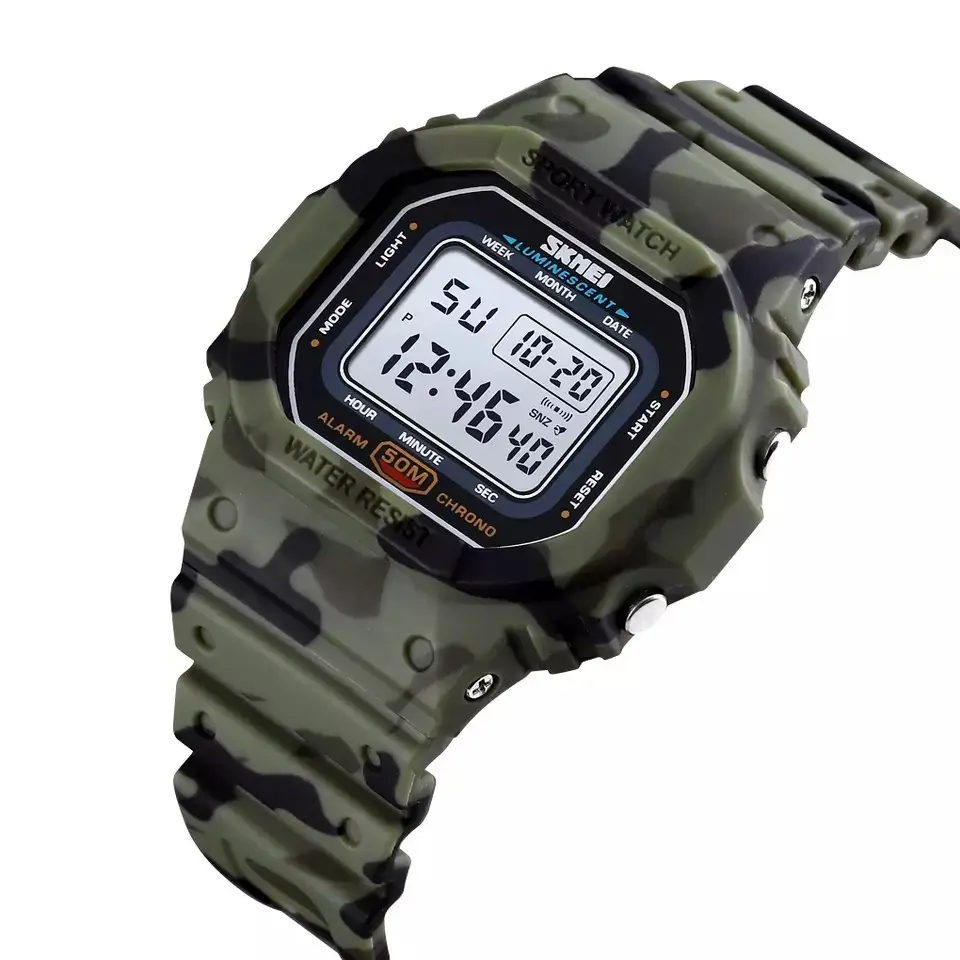 Дитячий наручний годинник Skmei 1608 (Зелений камуфляж) Київ - фото 2