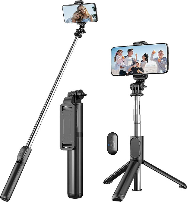 Висувний штатив для селфі-палиці kzomKzoo Штатив kzomKzoo Selfie Stick зі знімним бездротовим пультом дистанційного керування 4 в1 Київ - фото 1