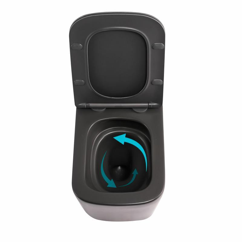 Унітаз підвісний Qtap Tern Ultra Quiet 520×345×325 мм, Anthracite, із сидінням Slim Duroplast/Soft-close/Quick Release Київ - фото 6