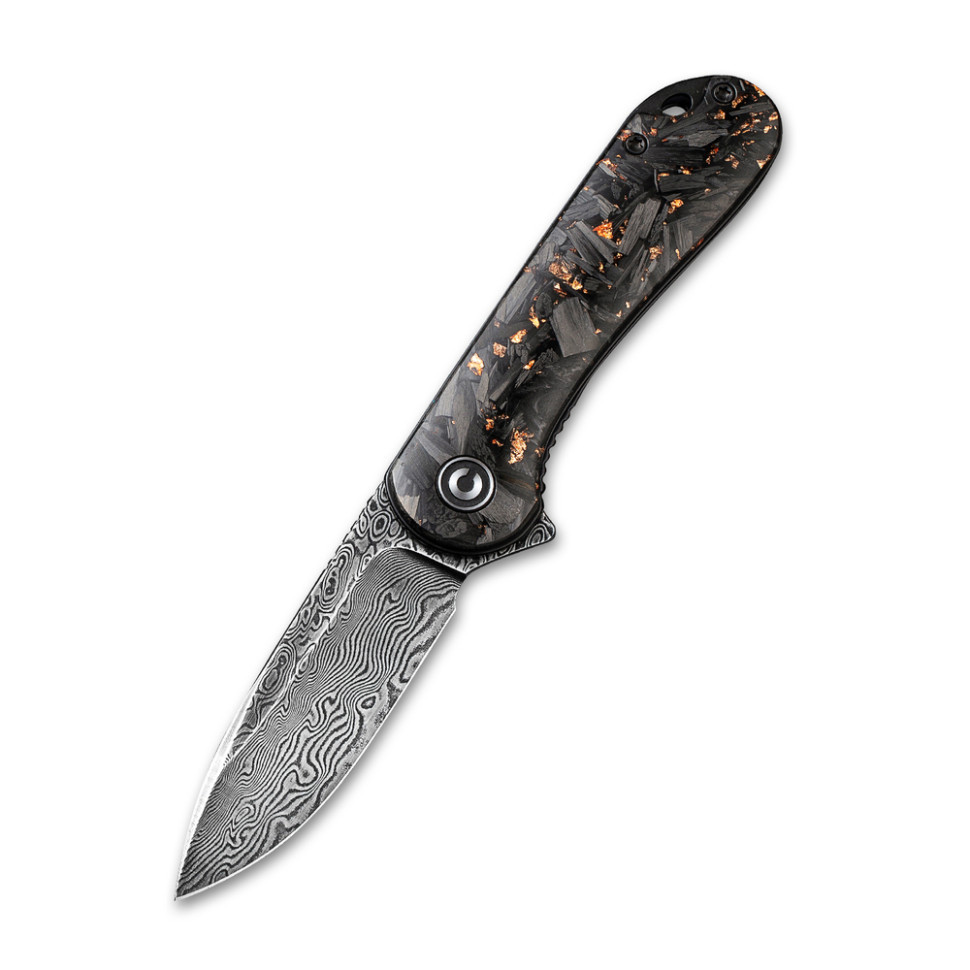 Ніж складаний кишеньковий Civivi Elementum, (7.5 см) Damascus / Carbon Fiber чорний Киев - изображение 1