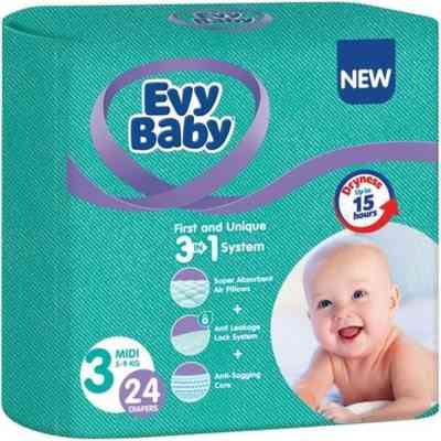 Підгузки Evy Baby Midi 5-9 кг 24 шт (8690506520236) Вінниця