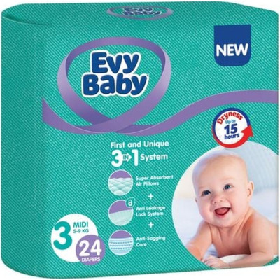 Підгузки Evy Baby Midi 5-9 кг 24 шт (8690506520236) Вінниця - фото 1