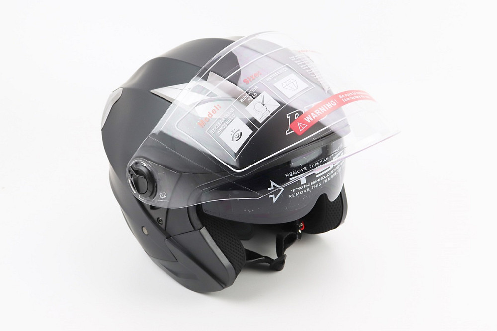 Шолом відкритий+відкидні окуляри BLD-708 М (57-58см), ЧОРНИЙ матовий Київ - фото 2