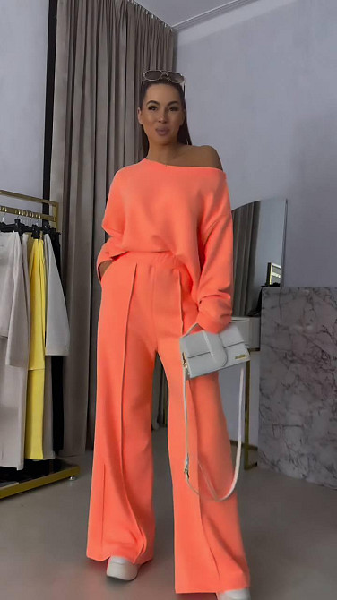 Жіночий прогулянковий костюм-двійка: кофта та штани двонитка Жовтогарячий, 42/46 Одеса - фото 5