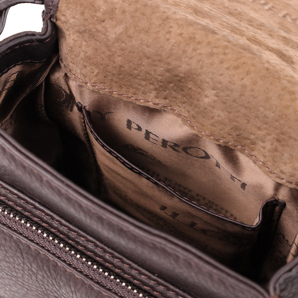 Компактная мужская сумка из мягкой натуральной кожи Коричневый (Tony Perotti) Киев - изображение 1