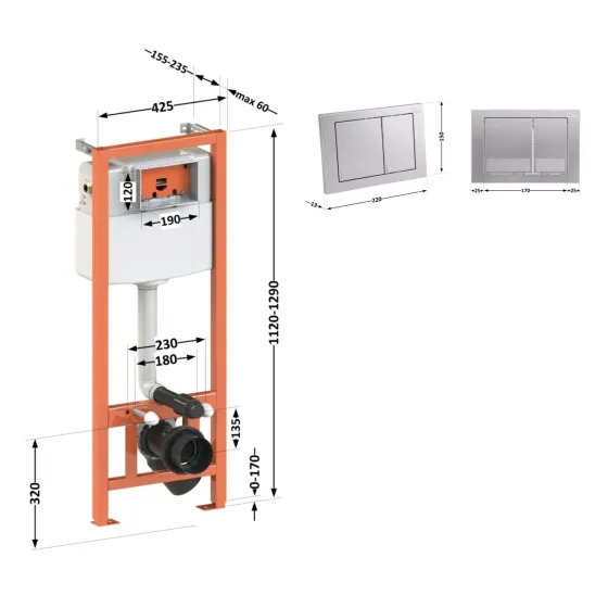 Набір інсталяція 4 в 1 Qtap Nest ST з квадратною панеллю змиву QT0133M425M06029SAT Київ