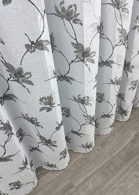 Тюль VR-Textil 1861т Flora Батист Белый с серым 300х270 см (42-0824) Киев - изображение 8