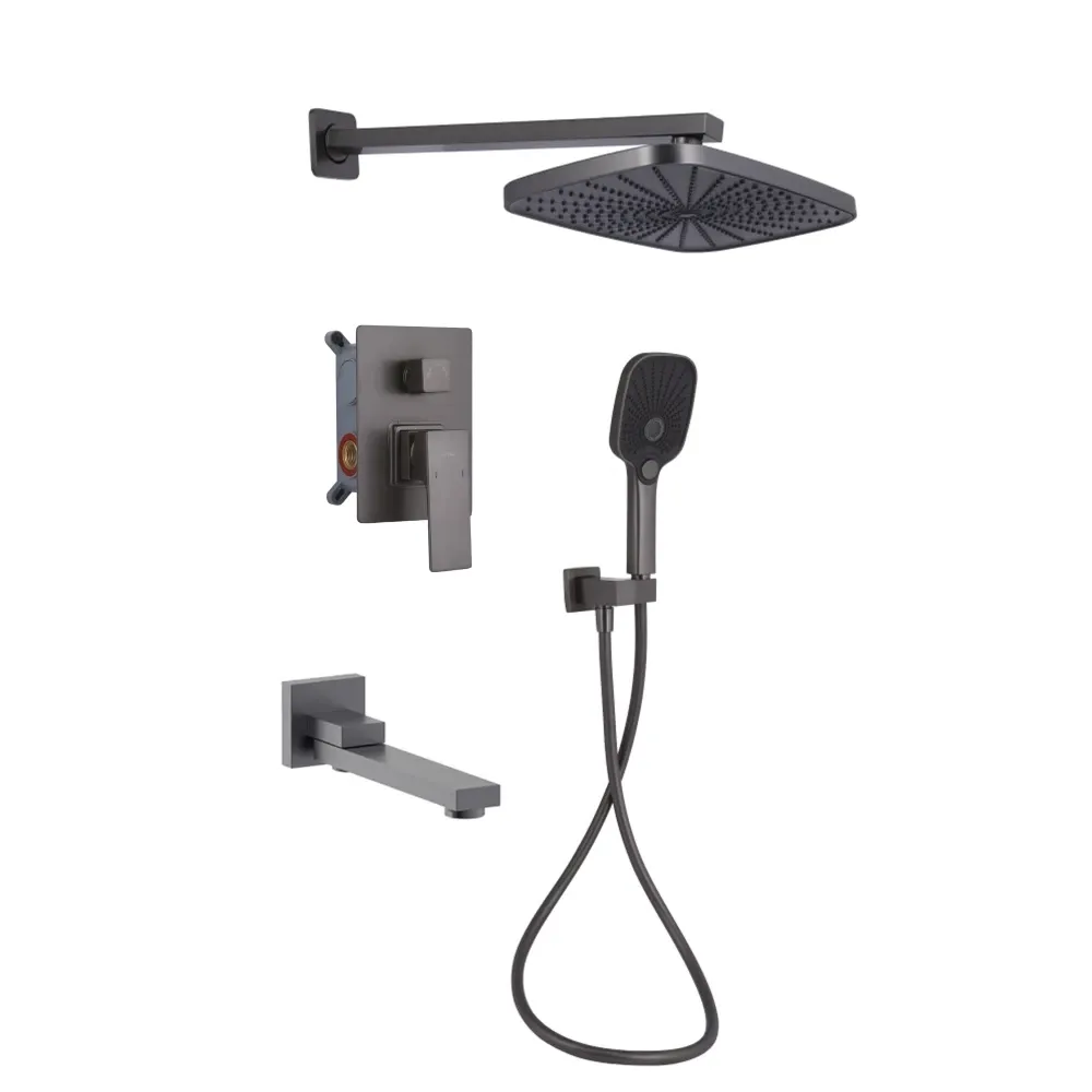 Душова система з виливом Qtap Gemini прихованого монтажу на три споживачі QTGEM114GMB45704 графіт Київ - фото 1