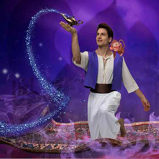 Костюм Аладдін Prince Ali біло-золотистий арабський жилет штани сорочка капелюх лампа карнавальний Київ