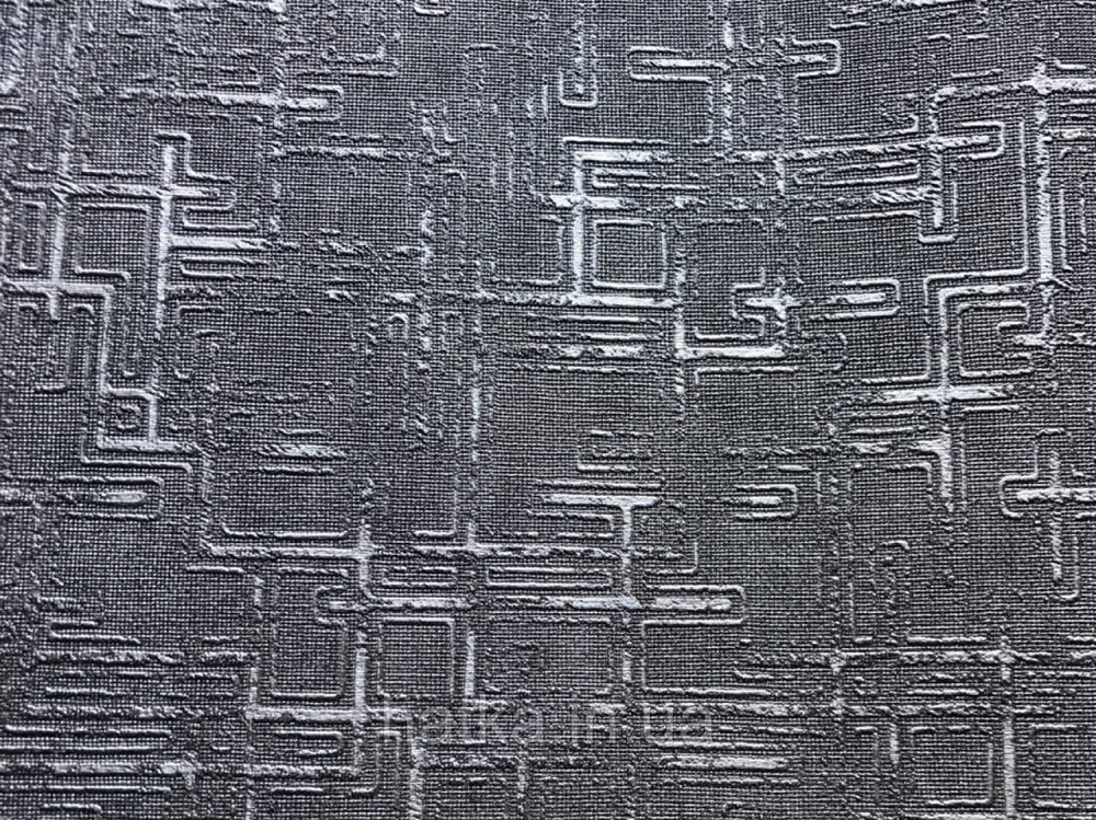 Шпалери вінілові на паперовій основі Zambaiti C88103 ABITAT геометрія темно сіра чорна металева серебрист Київ - фото 4