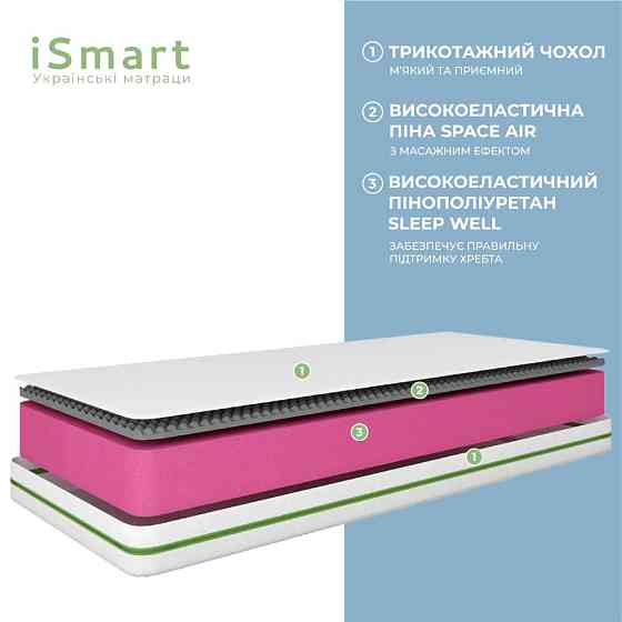Матрас ортопедический ТМ Ismart Koala Soma 90х200 см беспружинный (ISM-051284) Днепр