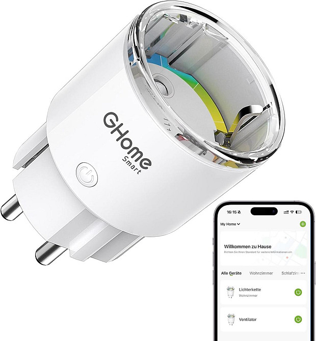 Розумна розетка GHome Wi-Fi працює з Alexa Google Home, сертифікована TÜV Дніпро - фото 1