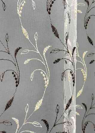 Тюль фатин с вышивкой и люрексом цвет молочный с венге 1647т Киев