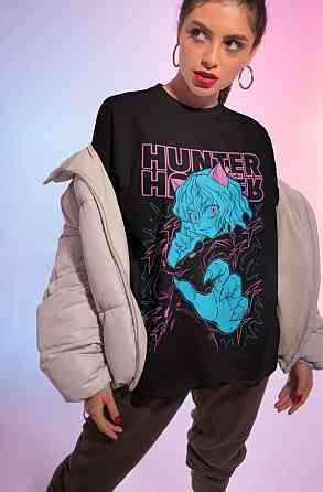 Футболка для мальчика аниме Охотник × Охотник оверсайз (рост от 165 до 180 ) Черний AnimeJ0927m Днепр