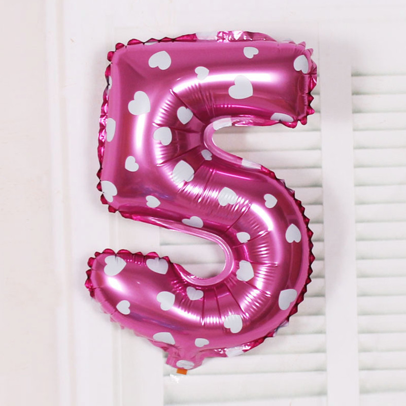 Шарик цифра 5 фольгированная с сердечками 32 дюйма розовый Киев - изображение 3