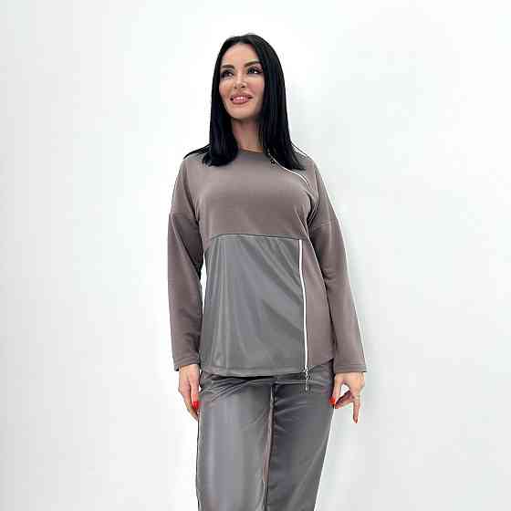 Повсякденний костюм з блискавками "Skylar" оптом | Норма і батал | Розпродаж моделі Какао, 50-52 Київ