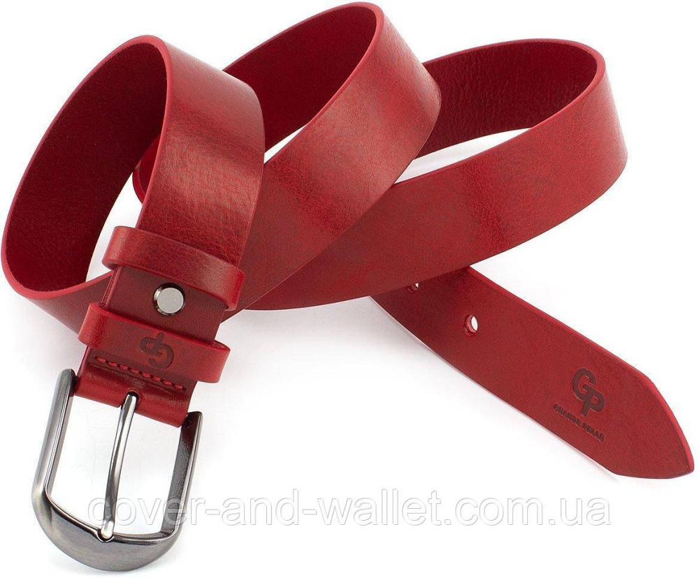 Классический ремень красного цвета из гладкой кожи 35мм PS Leather Киев - изображение 2