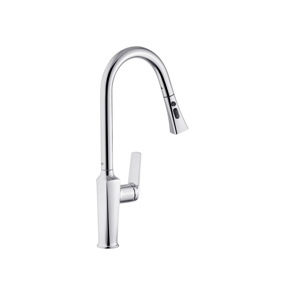 Смеситель для кухни с выдвижным изливом Kroner KRP Makon - C030-T хром Киев - изображение 2