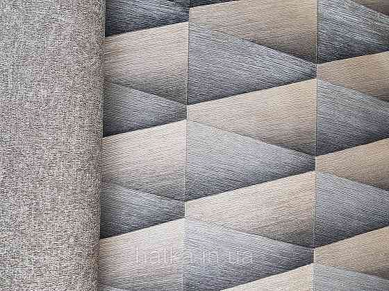 Шпалери вінілові на флізелін Rasch Composition 0,53х10 геометрія смуги чорні фігури коричневі металік 3д Київ