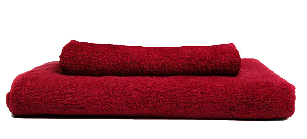 Комплект рушників Ideal Textile однотонних 50х90см + 70х140см 400 г/м2 (56860932) Бордовий Чернівці - фото 1