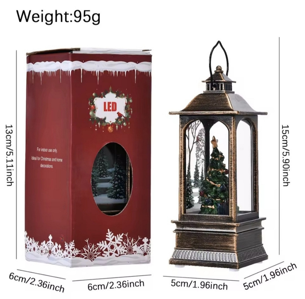 Новорічний LED ліхтар на батарейках з блискітками 