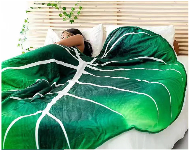 Плюшевый Плед-ЛИСТ 200 см, 3D Плед в виде зеленого листа, покрывало в виде огромного листочка Кременчуг - изображение 5