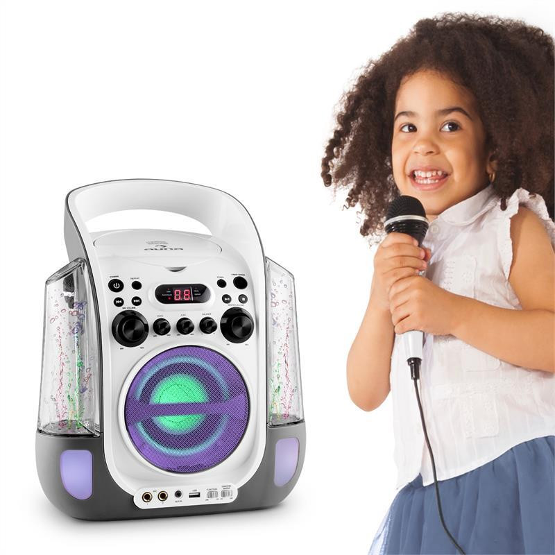 Караоке-система Kara Liquida CD USB MP3 водная струя LED 2 микрофона мобильный серый (Германия, читать Ровно - изображение 9