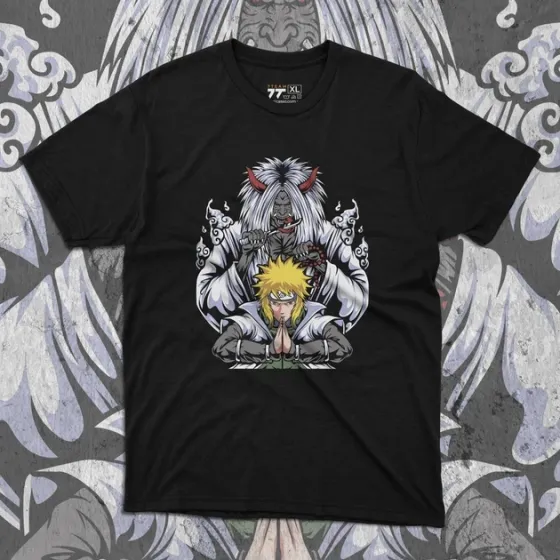 Футболка для подростка мальчика с принтом Наруто Минато и Шинигами 2 Размер 160 Anime10516 Днепр